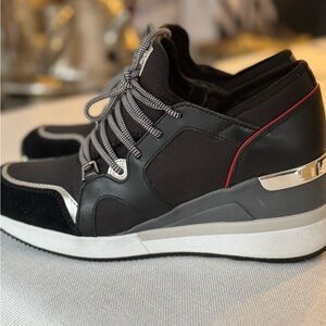 Michael Kors Chic Black and Gray Women's Wedge Sneakers